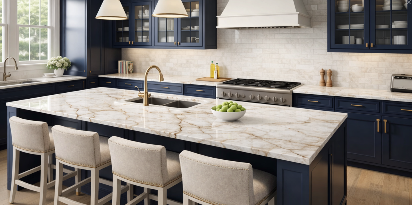 ES-Cristallo Blanco Printed Surface Quartz Slab