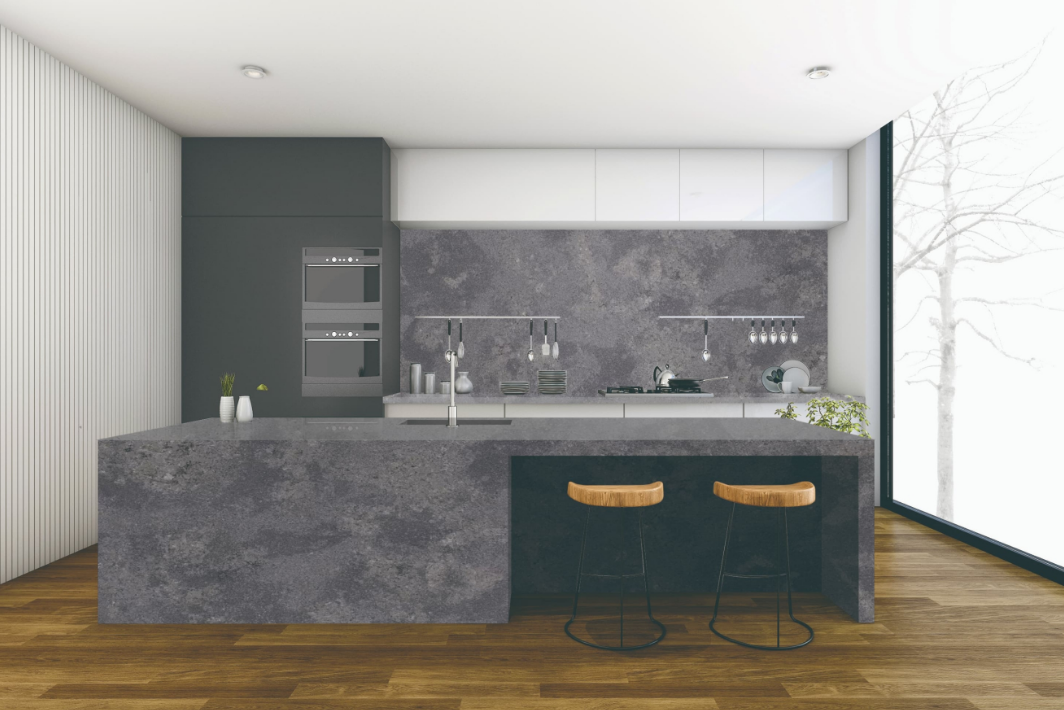 ES-Moon Grey Leather Quartz Slab