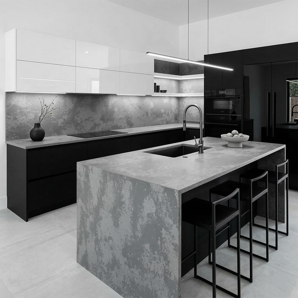 ES-Moon Grey Leather Quartz Slab