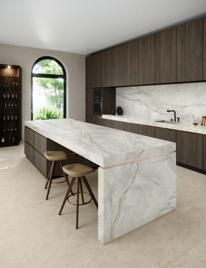 Nautica Ivory Printed Surface Quartz Slab, polished finish, alternate view