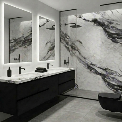 ES-Noir Feathers Printed Surface Quartz Slab