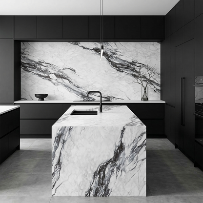 ES-Noir Feathers Printed Surface Quartz Slab