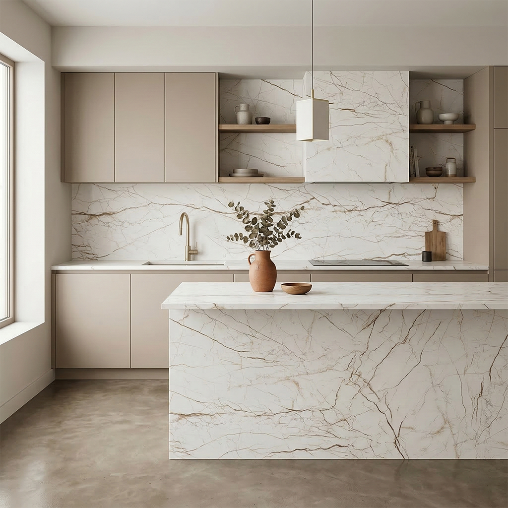 ES-Sofitel Gold Printed Surface Quartz Slab