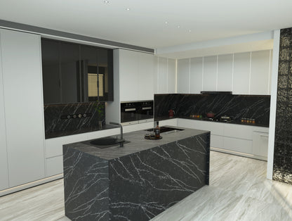 ES-Thunder Black Quartz Slab