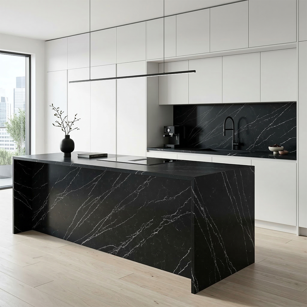 ES-Thunder Black Quartz Slab