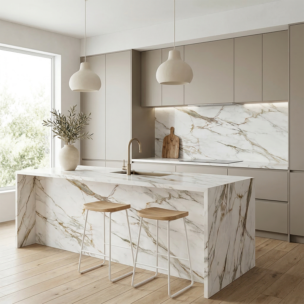 ES-Venato Pearl Printed Surface Quartz Slab