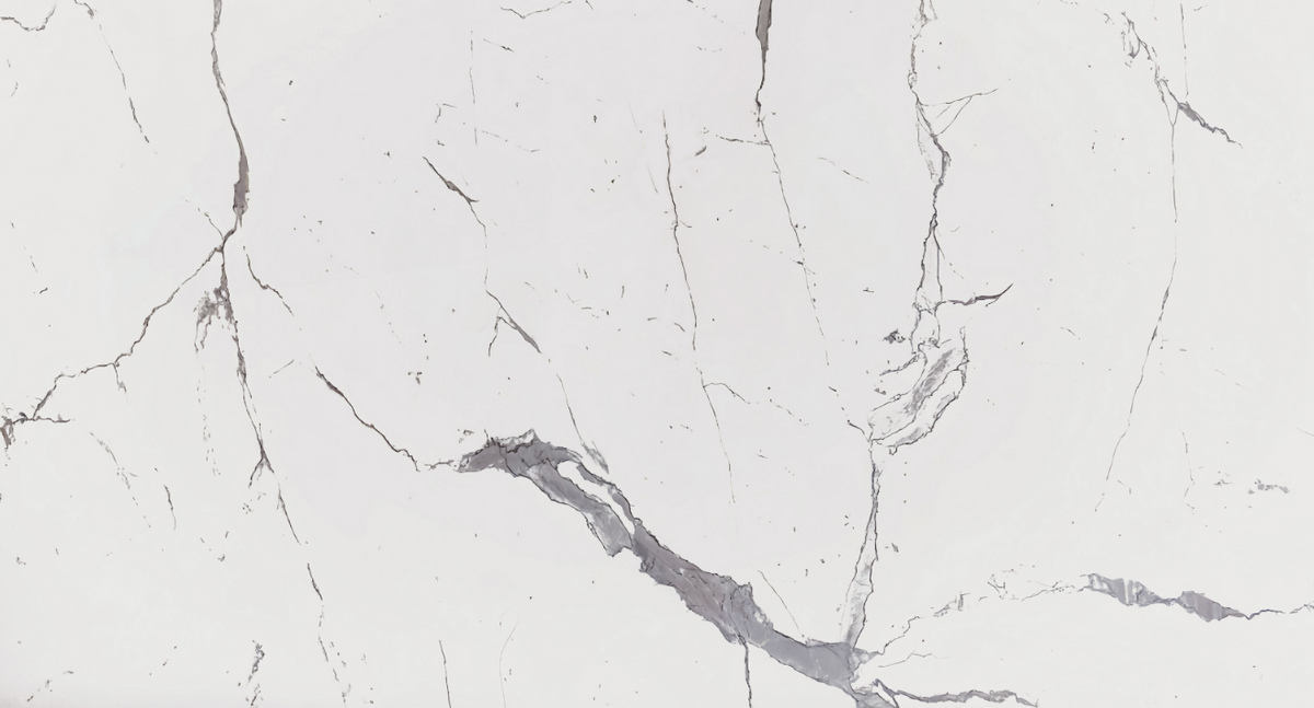 Statuarietto marble composite shower wall panel, fine Statuario style veining on white