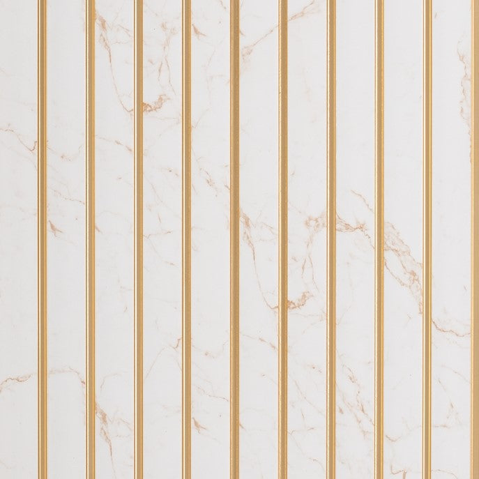 Gilded Vein Two-Tone Large Slatted Polypropylene Interior Decorative Wall Panel, polypropylene panel in a marble look finish