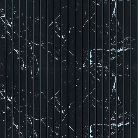 Nero Marquina Medium Slatted Polypropylene Interior Decorative Wall Panel, polypropylene wall panel with a wood look surface