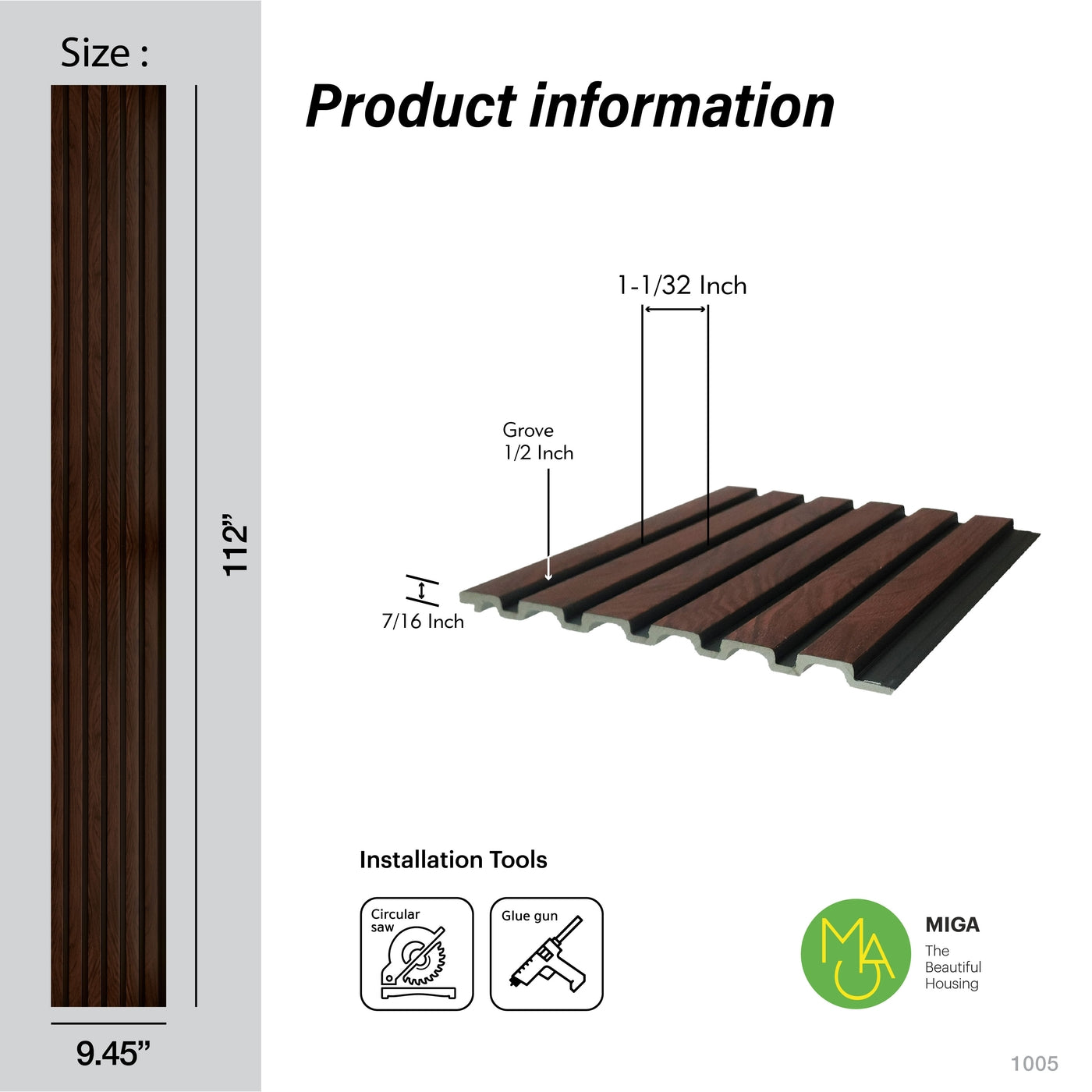 Red Oak Slatted Polypropylene Interior Decorative Wall Panel