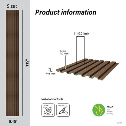 Walnut Large Slatted Polypropylene Interior Decorative Wall Panel