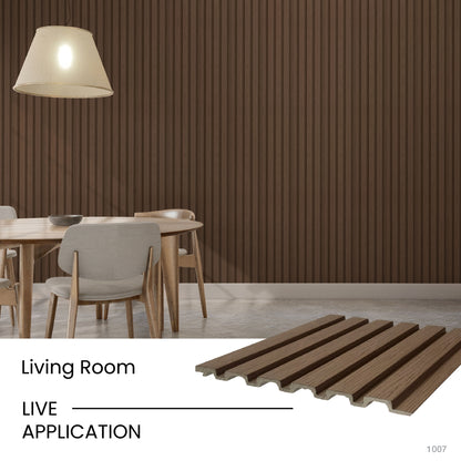 Walnut Large Slatted Polypropylene Interior Decorative Wall Panel