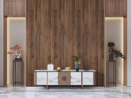 Walnut Small Slatted Polypropylene Interior Decorative Wall Panel