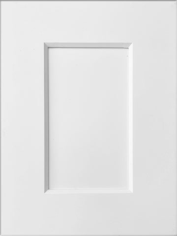 White Shaker (Beveled) kitchen cabinet door sample in solid birch, American framed full overlay, Loey Collection