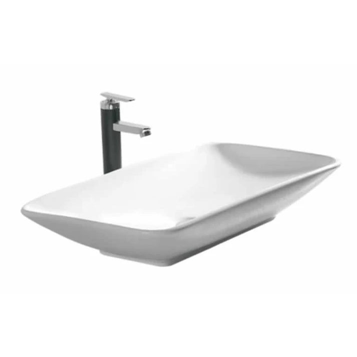 Florence vessel bathroom sink in ceramic, rectangular