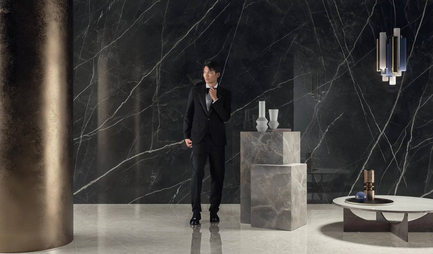 GM-Atlas Concorde HybridSlab™ Calacatta Black Rectified Porcelain Slab