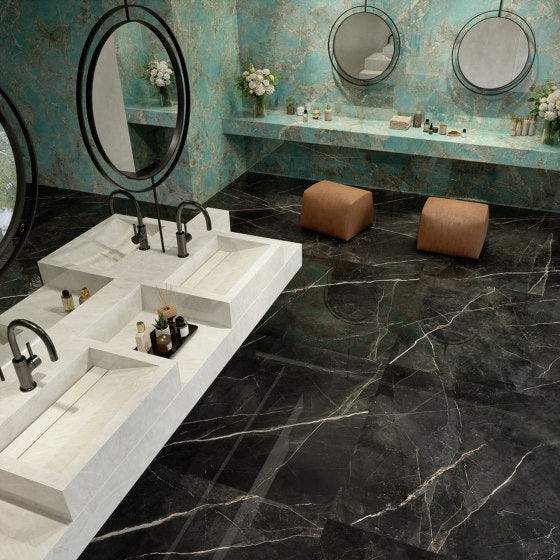 GM-Atlas Concorde HybridSlab™ Calacatta Black Rectified Porcelain Slab