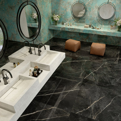 GM-Atlas Concorde HybridSlab™ Calacatta Black Rectified Porcelain Slab