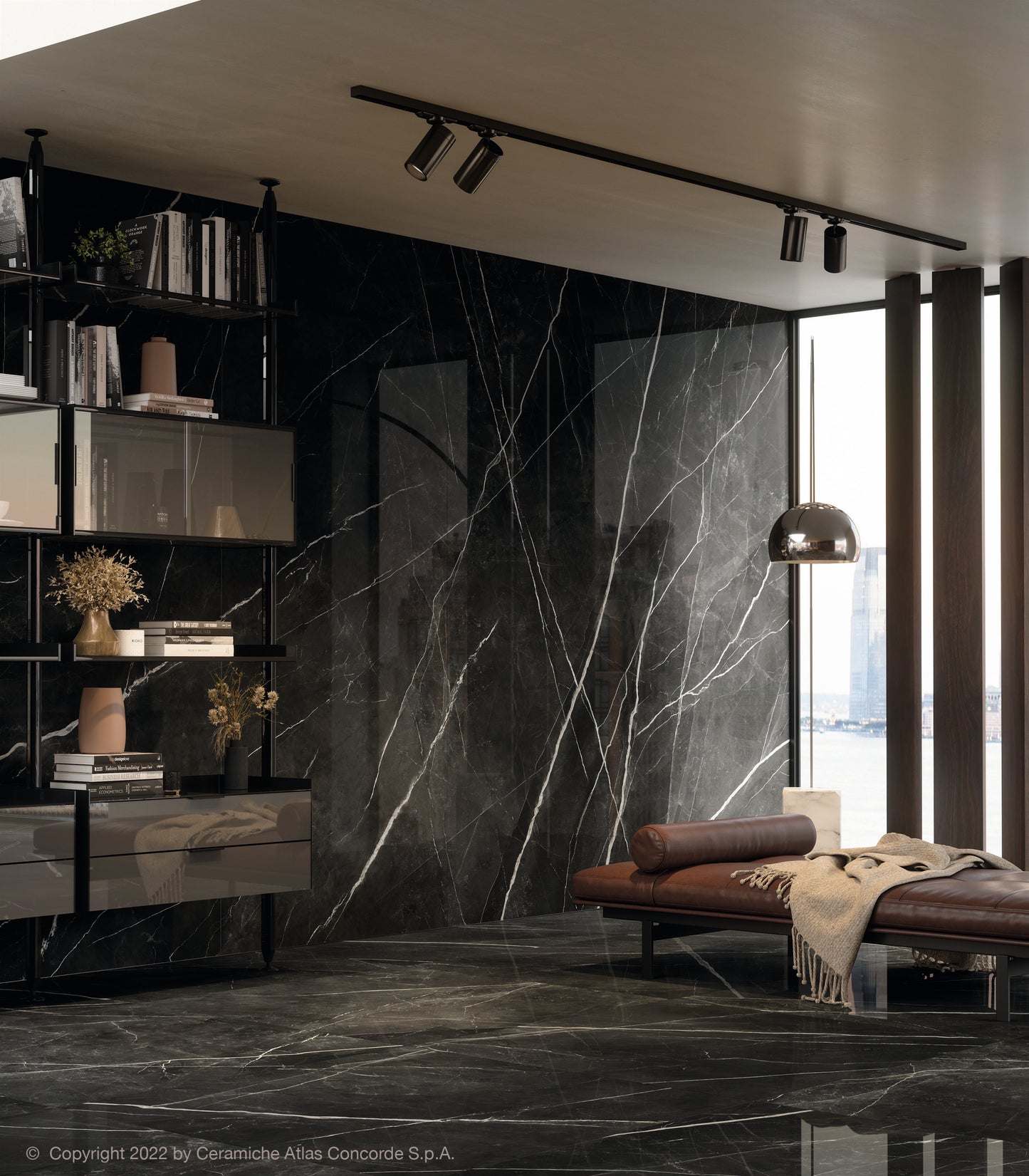 GM-Atlas Concorde HybridSlab™ Calacatta Black Rectified Porcelain Slab