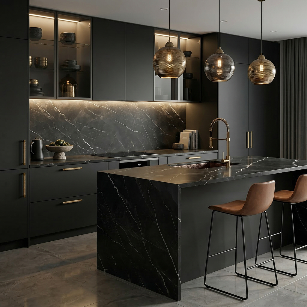 GM-Atlas Concorde HybridSlab™ Calacatta Black Rectified Porcelain Slab