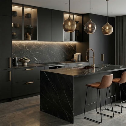 GM-Atlas Concorde HybridSlab™ Calacatta Black Rectified Porcelain Slab