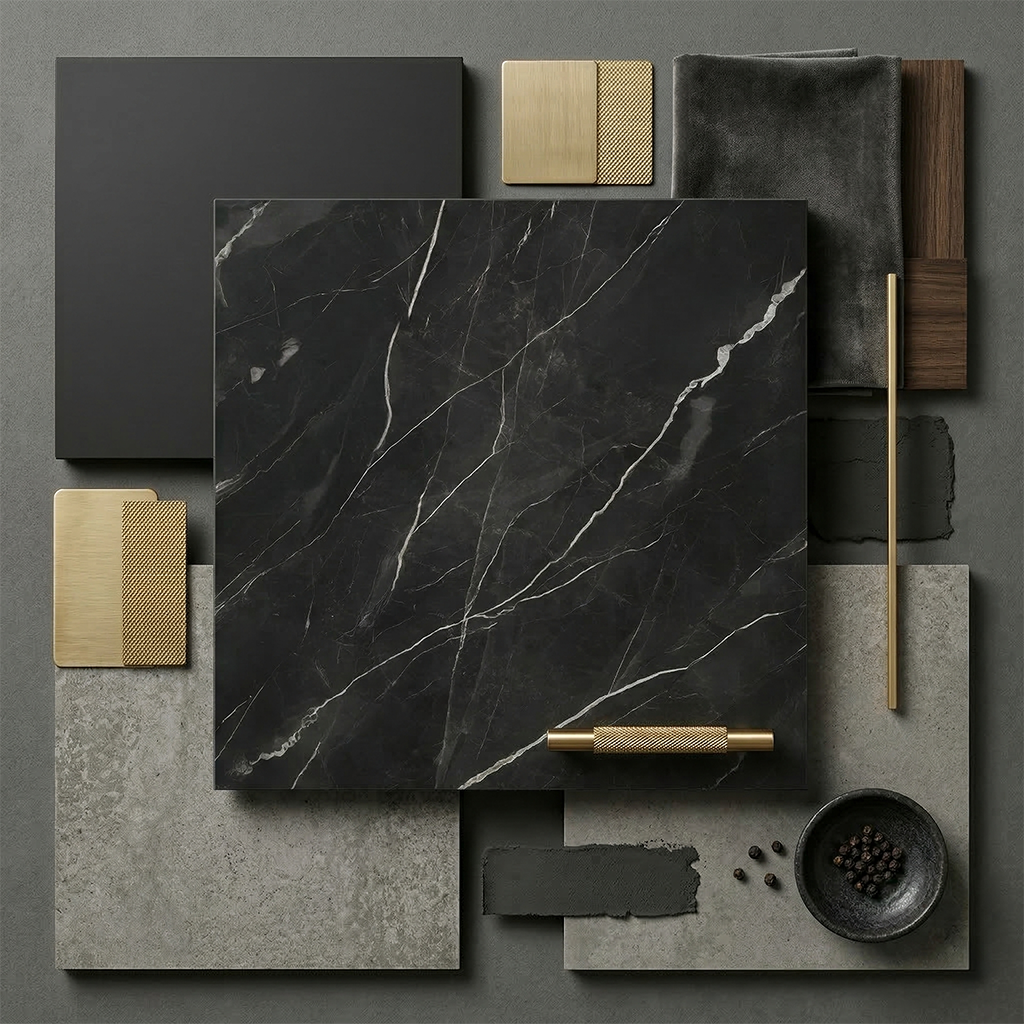 GM-Atlas Concorde HybridSlab™ Calacatta Black Rectified Porcelain Slab