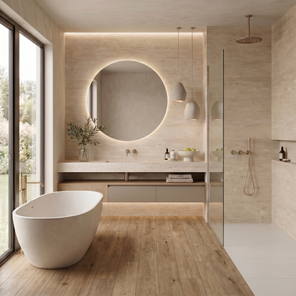 GM-Atlas Concorde HybridSlab™ Travertine Pearl Rectified Porcelain Slab