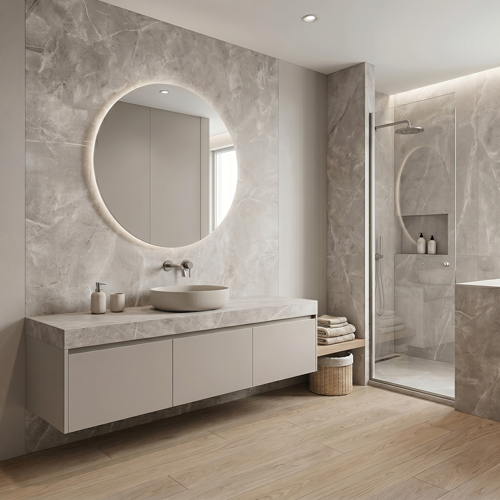 GM-Atlas Plan PorcelainTop™ Light Grey Stone Porcelain Slab