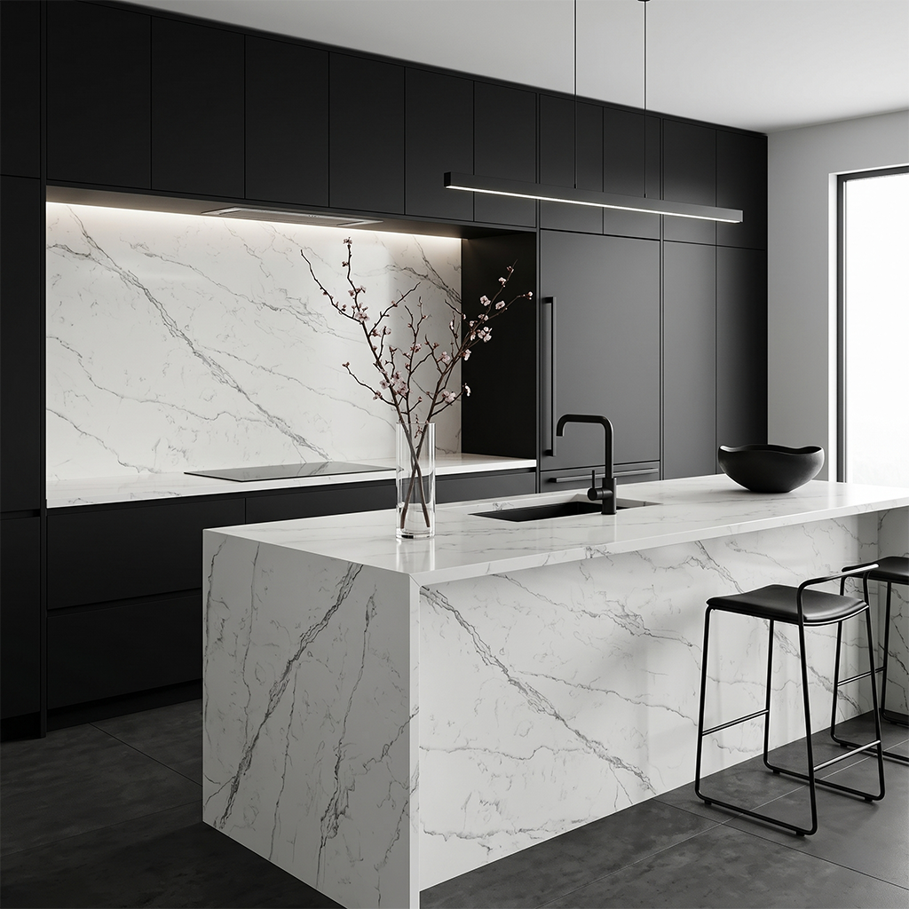 GM-Calacatta Cima Sintera Silica-Free Quartz Slab