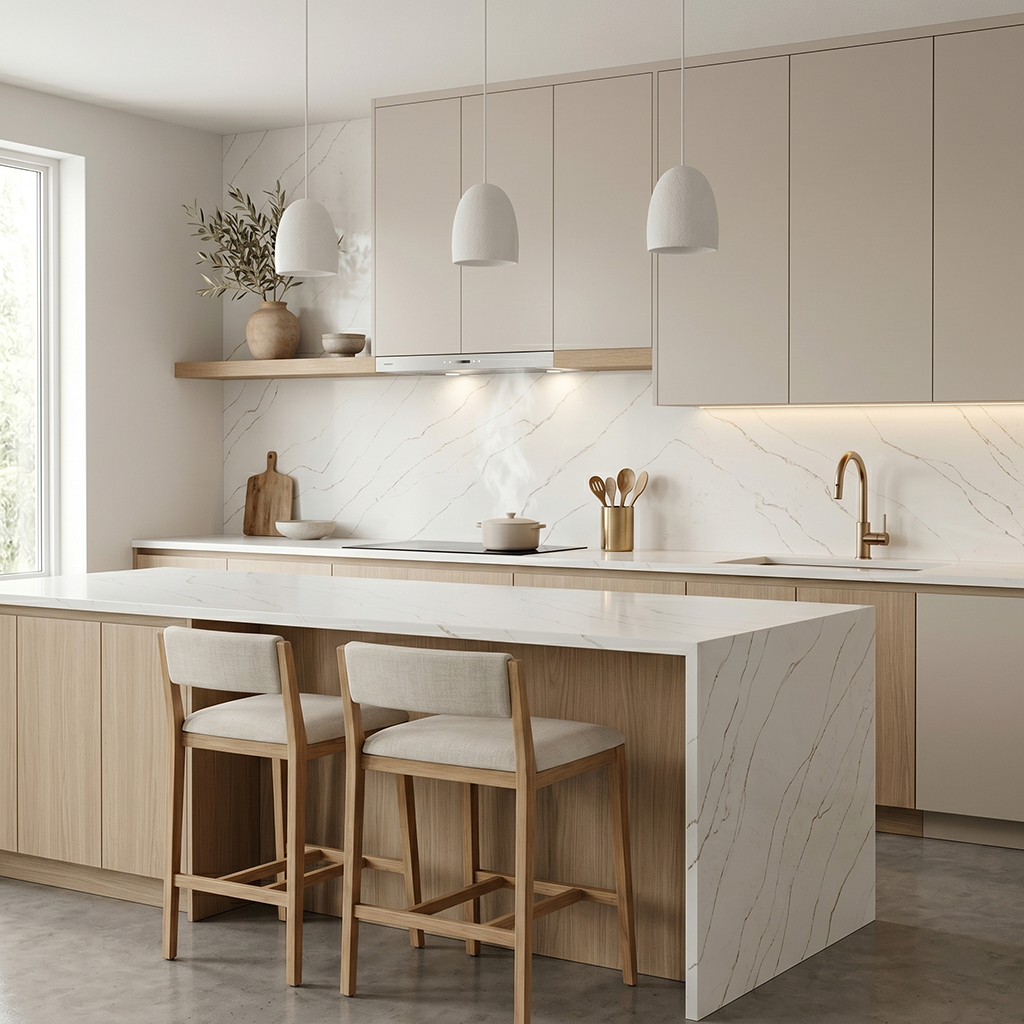 GM-Calacatta Rama Quartz Slab