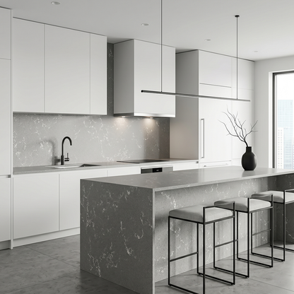 GM-Carrara Grey Quartz Slab