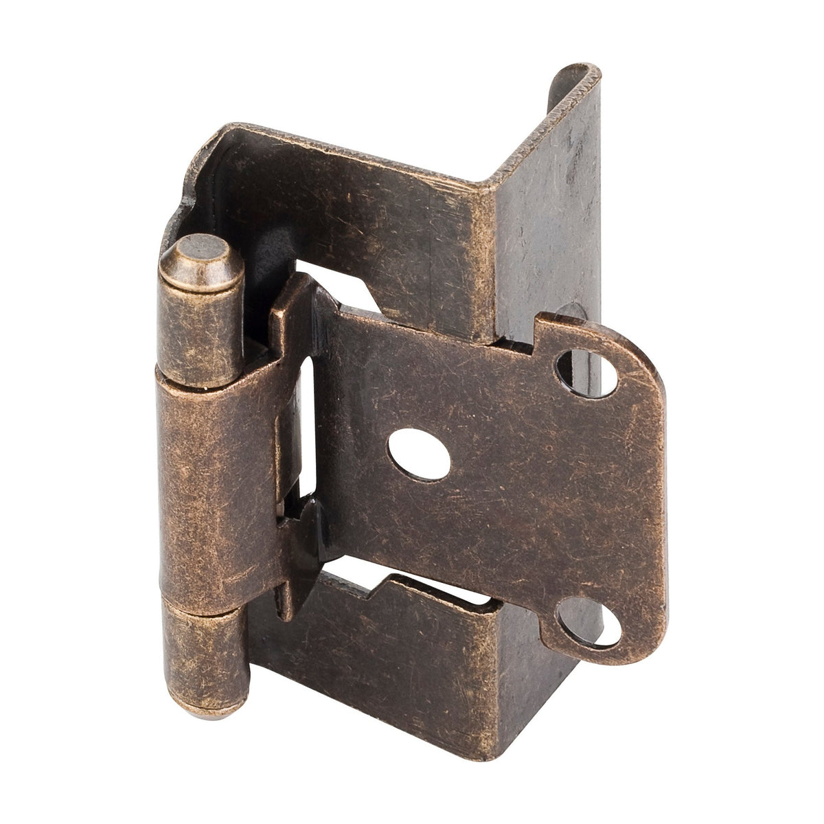 1/2" Overlay Full Wrap Self-Closing Hinge for 3/4" Frame, Brushed Antique Brass