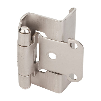 1/2" Overlay Full Wrap Self-Closing Hinge for 3/4" Frame, Satin Nickel