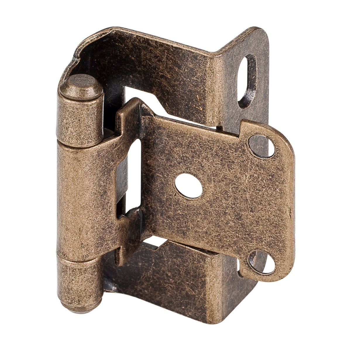 1/2" Overlay Self-Closing Partial Wrap Hinge, Burnished Brass