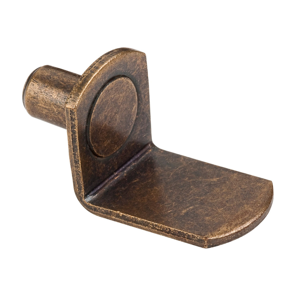 1/4" Pin Angled Shelf Support, Box of 1,000, 3/4" Arm, Brushed Antique Brass