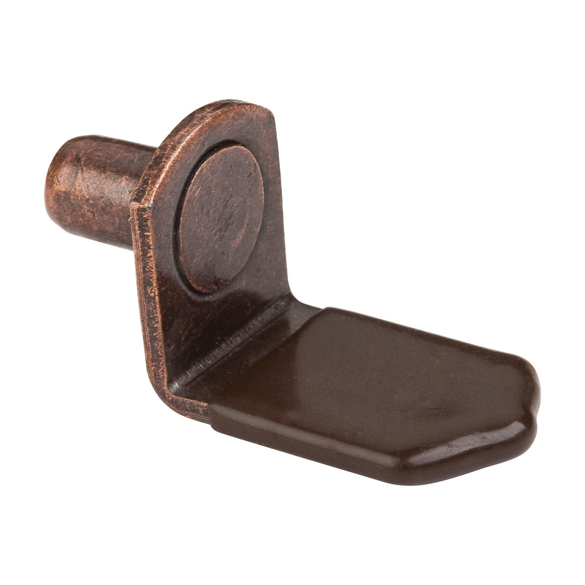 1/4" Pin Angled Shelf Support, Box of 1,000, 3/4" Arm, Brown Sleeve, Antique Copper