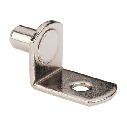 1/4" Pin Angled Shelf Support, Box of 1,000, 3/4" Arm, Hole for 1/8" Fasteners, Bright Nickel
