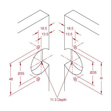 130 Degree Pie-Cut Corner Hinge, alternate view