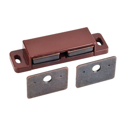 15 lb Double Magnetic Cabinet Catch, Brown, Bronze Strike, Retail Pack