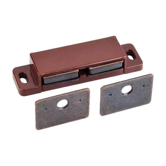 15 lb Double Magnetic Cabinet Catch, Brown, Bronze Strike, Retail Pack