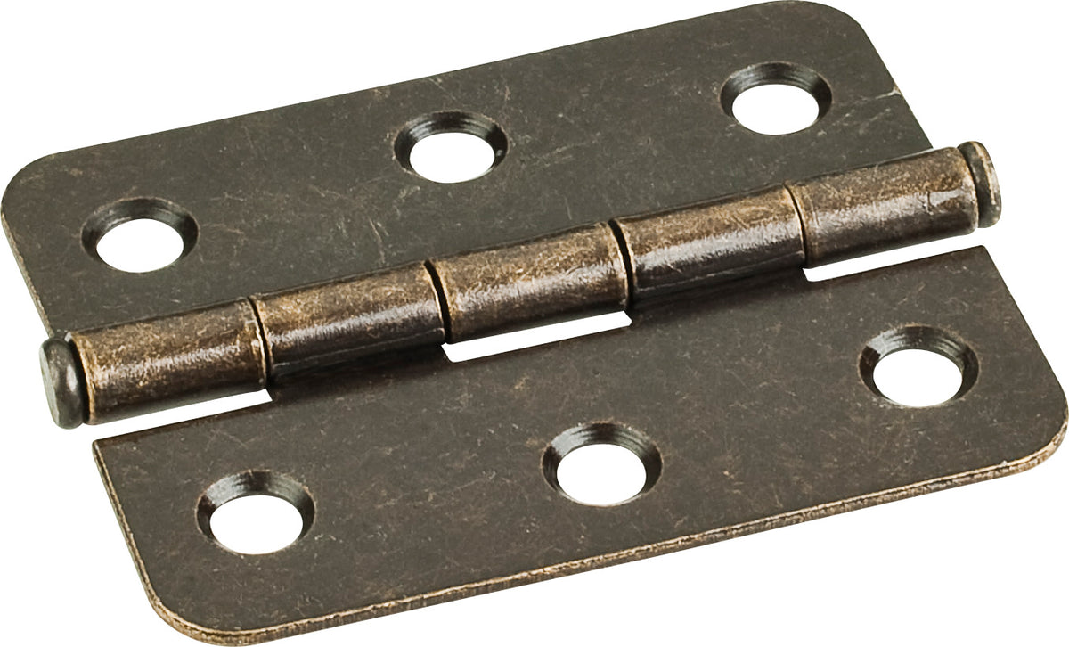 2-1/2" Single Full Swaged Radius Corner Butt Hinge, Brushed Antique Brass