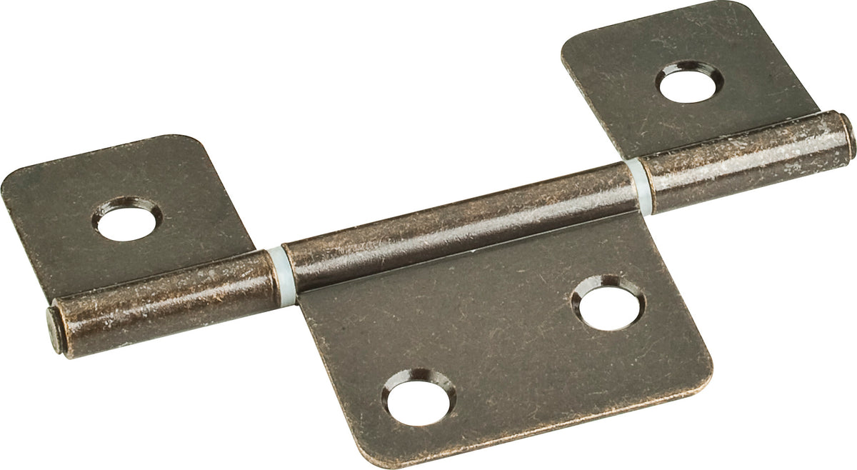 3-1/2" Fixed Pin Swaged Three Leaf Hinge, Brushed Antique Brass