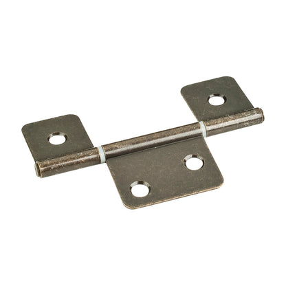 3-1/2" Fixed Pin Swaged Three Leaf Hinge, Brushed Antique Brass