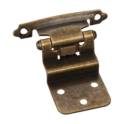 3/8" Inset Cabinet Hinge with Screws, Brushed Antique Brass