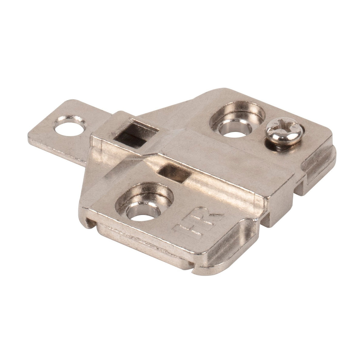 400 Series Heavy Duty Hinge Mounting Plate, 0 mm, Cam Adjustable, 3 Hole, No Screws, Frameless
