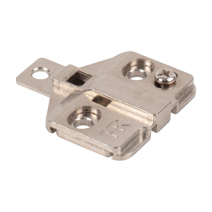 400 Series Heavy Duty Hinge Mounting Plate, 0 mm, Cam Adjustable, 3 Hole, No Screws, Frameless