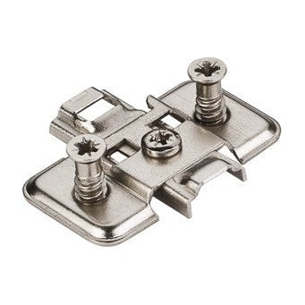 400 Series Standard Duty Hinge Mounting Plate, 3 mm, Cam Adjustable, Euro Screws, Frameless