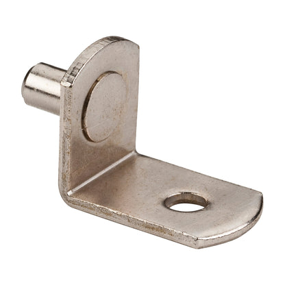 5 mm Pin Angled Shelf Support, Hole for 1/8" Fasteners, Bright Nickel, Box of 1,000 (Full Carton)
