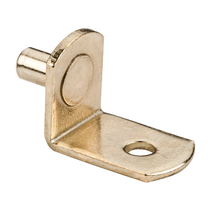 5 mm Pin Angled Shelf Support, Hole for 1/8" Fasteners, Polished Brass, Box of 1,000 (Full Carton)