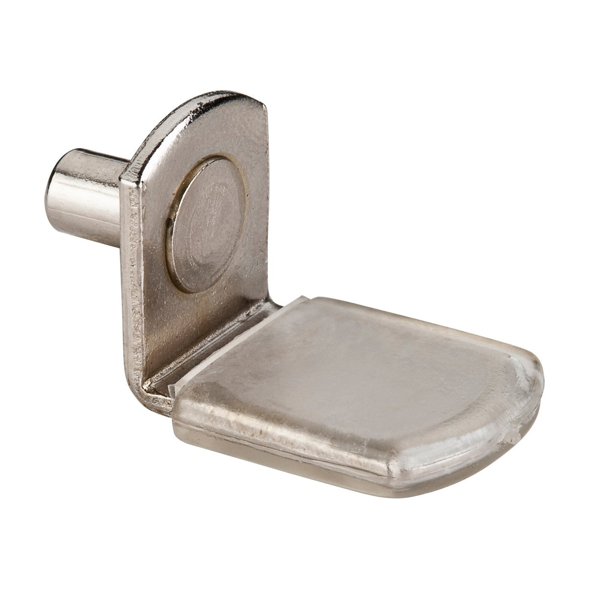 5 mm Pin Angled Shelf Support, Clear Sleeve, Bright Nickel, Box of 1,000 (Full Carton)